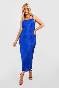 Boohoo Plus Plisse Maxi Jurk, Cobalt