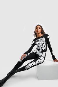 Boohoo Tall Halloween Skelet Jumpsuit, Zwart