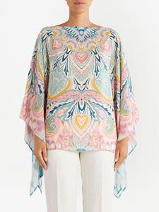 ETRO Poncho met print - Blauw