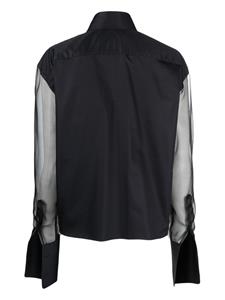 WOERA sheer-sleeved cotton shirt - Zwart