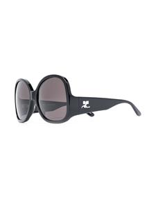 Courrèges Hyper zonnebril met rond montuur - Zwart