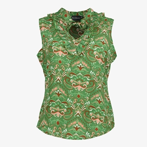 TwoDay mouwloze dames blouse groen met print