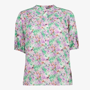 TwoDay dames blouse groen/roze met bloemenprint
