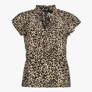 TwoDay dames blouse bruin met luipaardprint