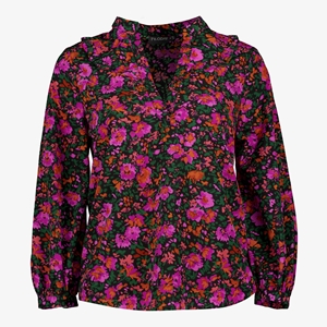 TwoDay dames blouse zwart/roze met bloemenprint