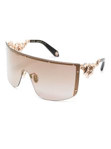Roberto Cavalli snake-embellished shield sunglasses - Zwart