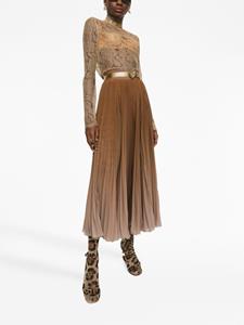Dolce & Gabbana sheer-lace high-neck blouse - Bruin