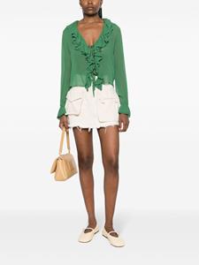 BODE Flounce ruffled sheer silk blouse - Groen