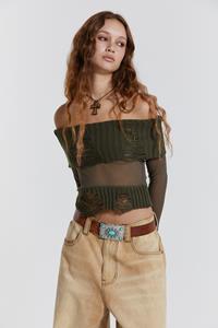 Jaded London Nova Off The Shoulder Mesh Top