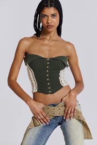 Jaded London Akio Knitted Corset Top