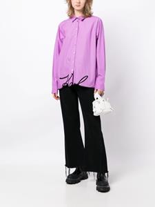 Karl Lagerfeld signature-embroidery organic-cotton shirt - Paars