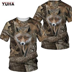 ETST WENDY 05 Camouflage hunting animals wild boar/fox  3D T-shirt summer leisure men's T-shirt fashion street women's pullover short sleeve j
