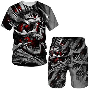 ETST WENDY 05 Novelty Gothic Skull 3D Print Tee/Suit Summer Men's Cool Punk Style T-Shirts+Shorts Set Personality Hip Hop Streetwear Tracksuit