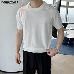 INCERUN Summer Men Solid Color Short Sleeves Tops