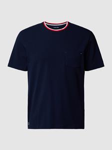 Lacoste Striped Collar T-Shirt - Navy- Heren