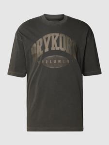 Drykorn T-shirt met labelprint, model 'Hunt'