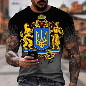 Xuhaijian02 Ukrainian T-Shirts Men 3D Vintage Print Flag Short Sleeve Harajuku Top Oversized Shirts for Male Clothing