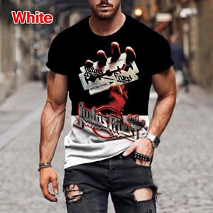 ETST 07 Fashion Hip Hop Rock Judas Priest Band 3D Printed T shirts For Men Casual Street Trend Short Sleeve T-shirt  Large Size Clothing