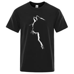 Kukebang Cotton T-shirts for Men Printed Cool Cat Animal T Shirts Summer Short Sleeve T-shirt Male Hip Hop Streetwear Tops Tees Funny