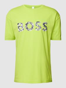 BOSS Green T-shirt met logoprint, model 'Lotus'