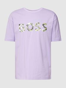 BOSS Green T-shirt met logoprint, model 'Lotus'