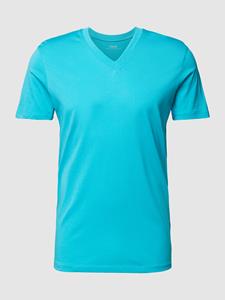 Esprit Slim fit T-shirt van gewaxt katoen met V-hals