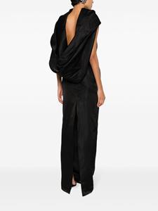 The Attico silk shawl gown - Zwart