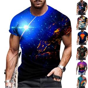 Happy Show New Summer Men's Fashion T-shirt Personality Sparkling Starlight Printed Men's T-shirt Top