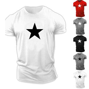 Happy Show New Summer Men's Fashion T-shirt Personality Red Five-pointed Star Printed Men's T-shirt Top