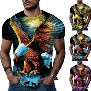 Happy Show New Summer Men's Fashion T-shirt Personality Multicolored Eagle Printed Men's T-shirt Top