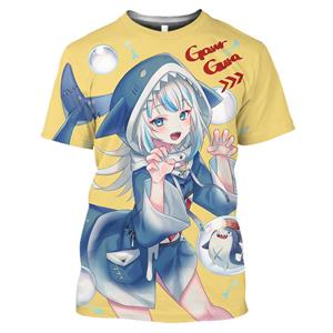 Baibao QIQI Anime Gawr Gura VTuber 3D Printed T Shirt Men Kawaii Girls Shark Harajuku Shirt Tops Otaku Casual Trendy Manga Graphic Tee
