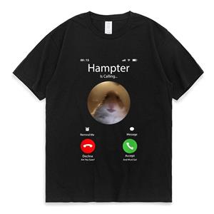 Bra nd fashion leisure007 Dank Meme Hamster Staring Front Camera Hampter Calling T Shirt for Men Women Cute Oversized Graphics T-shirt 100% Cotton Tees