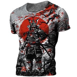 TIP723 Japanese Samurai T-shirt 3D Japan Style Print Short Sleeve Tops Tees Casual Retro Men's T shirt Oversized Vintage Men's Clothing