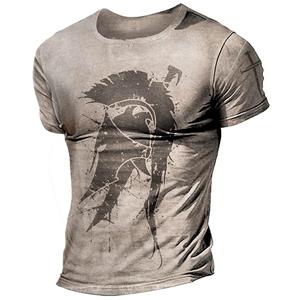 ETST 03 Men's Vintage T shirts 3d Vinking Printed Street Retro Sparta Short Sleeve Hip Hop Tops Oversized Tee Shirt Man Loose Clothing