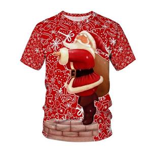 TSBABY New Christmas Carnival Men's T-Shirt 3D Printing T-Shirt Christmas Tree Snowman Atmosphere Suit