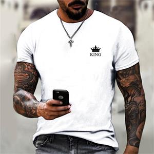 Haodingfushi King Logo Print Men Summer Short Sleeve Round Neck T Shirt , Men Casual Sport Tops T Shirt .