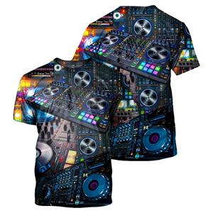 Exclusive 3D T-shirt Zomer Nieuwe Stijl Unisex Night Club DJ Keyboard T-shirts 3D Print Muziekinstrument Hip Hop Party DJ Tees Casual Tops