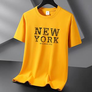Bistrota Newyork 10 Colors Pure Cotton Men T-shirt Round Neck Short Sleeve Loose Mans Tee Shirt Large Size S-6XL