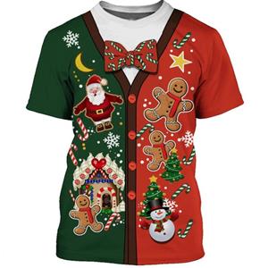 Wengy 2 Christmas Men T Shirt O Neck Men Clothing 3D Print Casual Short Sleeve Tees Oversized 3D Hip Hop Round Neck Streetwear