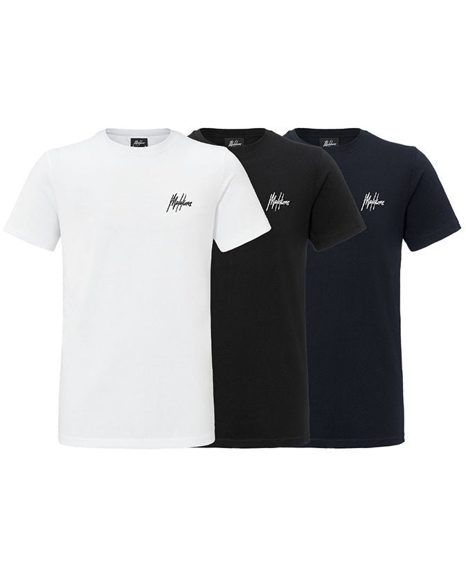 Malelions Small Signature T-Shirt 3-Pack | Black/White/Navy