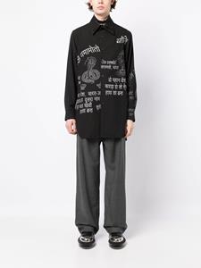 Yohji Yamamoto Overhemd met gelaagde kraag - Zwart
