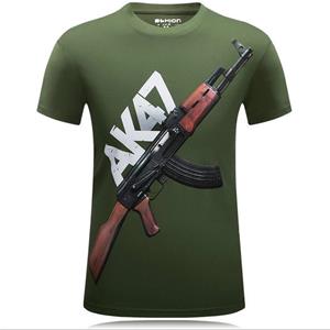 ETST 07 Heren T-shirt met korte mouwen AK 47 pistool afdrukken casual grappig O-hals shirt punk heren T-shirt groot T-shirt