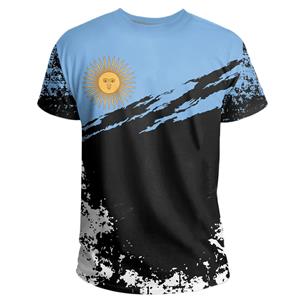 Muzi clothing Zomer Argentijnse stijl casual 3D geprint T-shirt outdoor sport voetbal top O hals korte mouw ademende unisex top 6XL