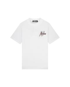 Malelions Men Oversized 3D Graphic T-Shirt - White/Burgundy