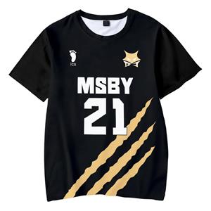 Muzi clothing Haikyuu MSBY Black Jackal 3D Summer T-shirt MSBY Tees O-neck Fashion Short Sleeve football jersey camiseta masculina t-shirts