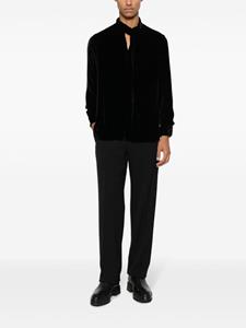 Lardini velour keyhole-neck shirt - Zwart