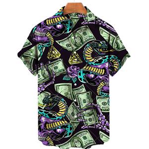 Factory Outlet Clothing Hawaiian Men's Shirt Dollar Beads Chain Skull Pattern 3D Printing Casual Shirt Street Style Tops Party Fashion Short Sleeve Mens