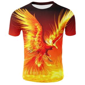 Clothes Romantic Western Men's Fashion Summer Unisex 3D Fire Phoenix Print Korte Mouwen O Hals T-Shirt Top
