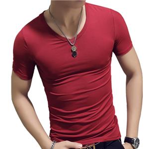 Red 1PC mannen T-shirt fitness casual V nek O nek voor mannelijke M-3XL solid fashion korte mouw zomer