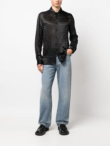 Versace Overhemd met krokodillen-reliëf - Zwart